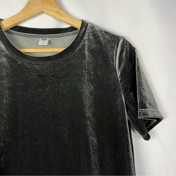 Old Navy Gray Boyfriend Velvet Short Sleeve Top S - Picture 4 of 5